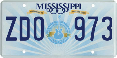 MS license plate ZDO973