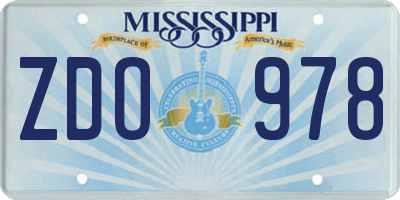 MS license plate ZDO978