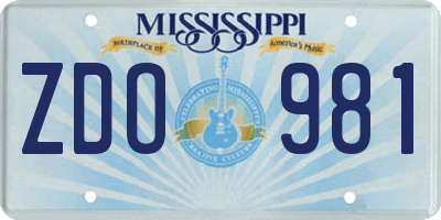 MS license plate ZDO981