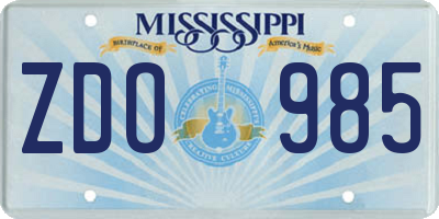 MS license plate ZDO985