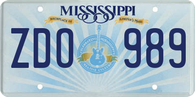 MS license plate ZDO989