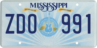 MS license plate ZDO991