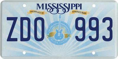 MS license plate ZDO993