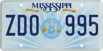 MS license plate ZDO995