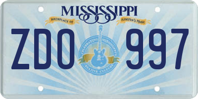 MS license plate ZDO997