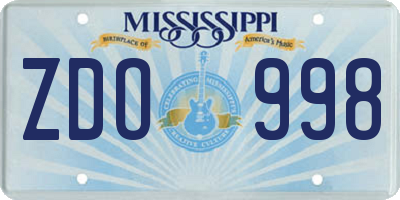 MS license plate ZDO998