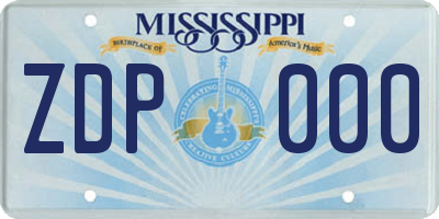 MS license plate ZDP000