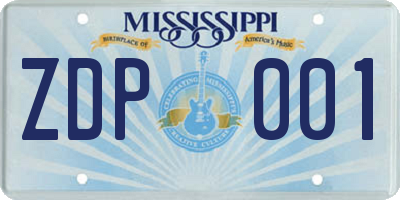 MS license plate ZDP001
