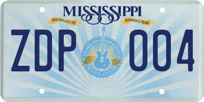 MS license plate ZDP004