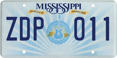 MS license plate ZDP011