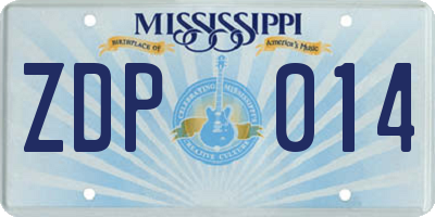 MS license plate ZDP014