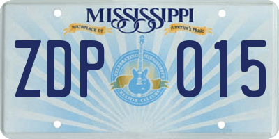 MS license plate ZDP015