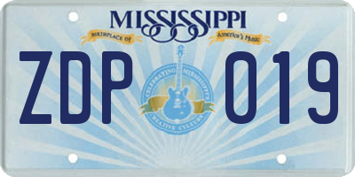 MS license plate ZDP019
