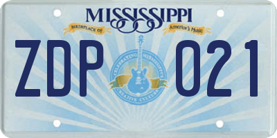 MS license plate ZDP021