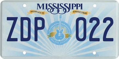 MS license plate ZDP022