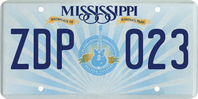 MS license plate ZDP023