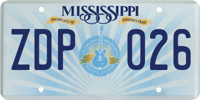 MS license plate ZDP026