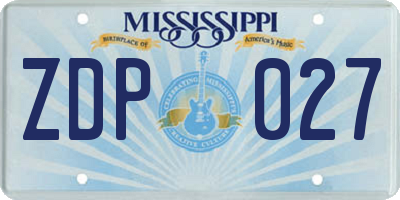 MS license plate ZDP027