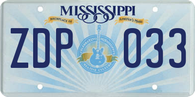 MS license plate ZDP033