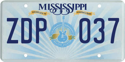 MS license plate ZDP037