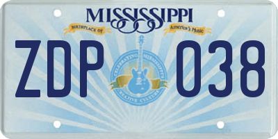 MS license plate ZDP038