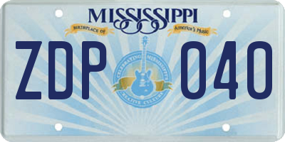 MS license plate ZDP040