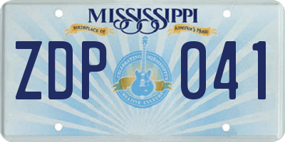 MS license plate ZDP041