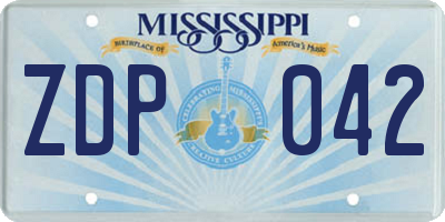 MS license plate ZDP042
