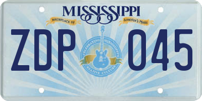 MS license plate ZDP045