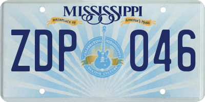 MS license plate ZDP046