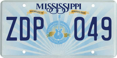 MS license plate ZDP049