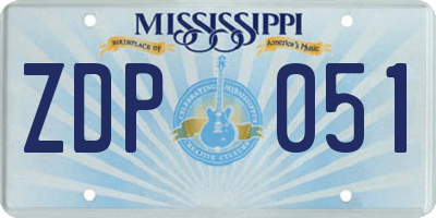 MS license plate ZDP051