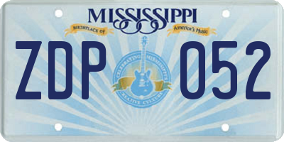 MS license plate ZDP052