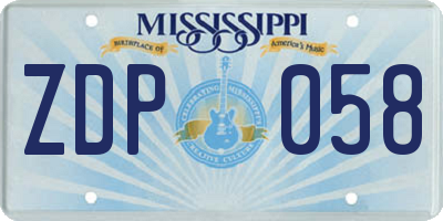 MS license plate ZDP058