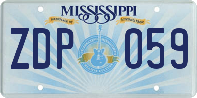 MS license plate ZDP059