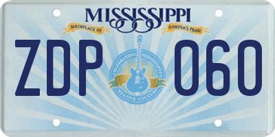 MS license plate ZDP060
