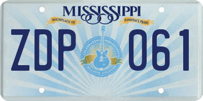MS license plate ZDP061