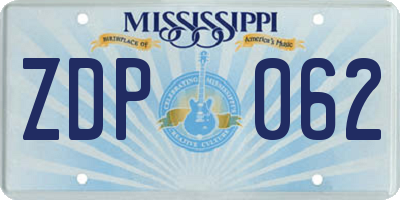 MS license plate ZDP062