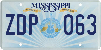 MS license plate ZDP063