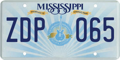 MS license plate ZDP065
