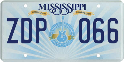 MS license plate ZDP066