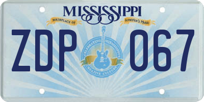 MS license plate ZDP067