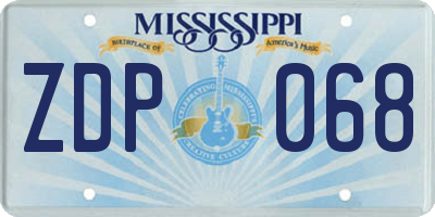 MS license plate ZDP068