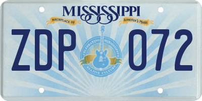 MS license plate ZDP072