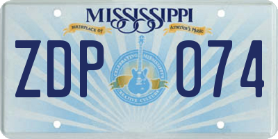 MS license plate ZDP074