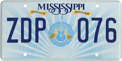MS license plate ZDP076