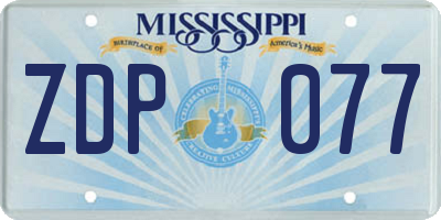 MS license plate ZDP077