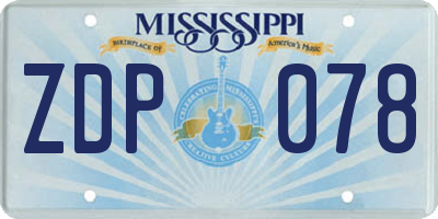 MS license plate ZDP078