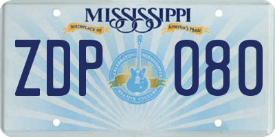 MS license plate ZDP080