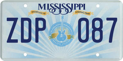 MS license plate ZDP087